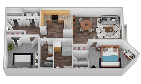 a floor plan of a two bedroom apartment at 6 Wood Flats, Lacey Washington